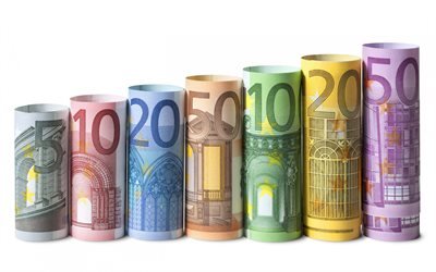 el crecimiento del dinero, conceptos de inversi&#243;n, el euro, el dinero, los billetes en euros, un gr&#225;fico de dereg, finanzas conceptos