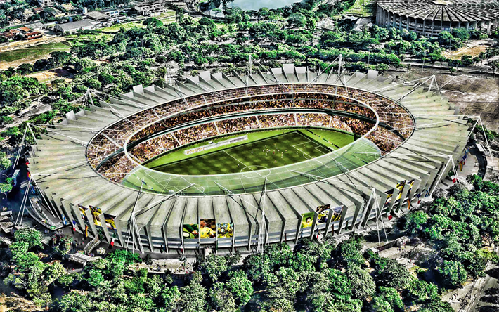 Mineirao Stadium, aerial view, summer, soccer, Cruzeiro Stadium, football stadium HDR, Belo Horizonte, Minas Gerais, Brazil, Mineirao