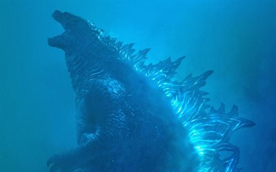 Godzilla, el Rey de los Monstruos, 2019, 4k, carteles, material promocional, Godzilla 2, American sci-fi thriller