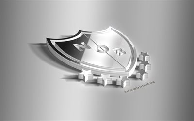 Newells Old Boys, 3D steel logo, Argentinean football club, 3D emblem, Rosario, Argentina, Superleague, metal emblem, Argentine Primera Division, football, creative 3d art
