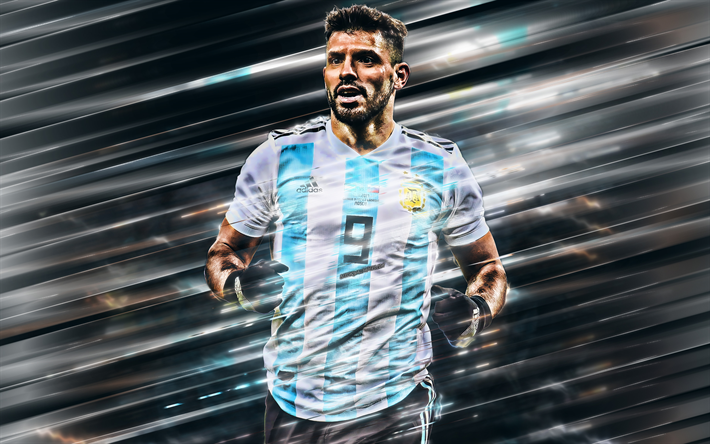 Sergio Ag&#252;ero, Arjantin Milli Futbol Takımı, 11 Sayı, portre, yaratıcı sanat, Arjantinli futbolcu, ileri, Arjantin