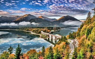 Sylvenstein G&#246;l, sonbahar, g&#252;zel, doğa, Sylvenstein Barajı, Bavyera, Almanya, Avrupa&#39;nın