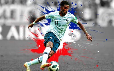 Ousmane Dembele, French national football team, French football player, forward, creative French flag, paint splashes, portrait, France, football, Dembele