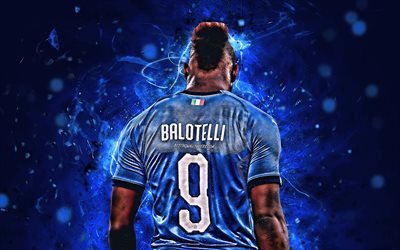 Mario Balotelli, vista posteriore, Italia, Nazionale, calcio, creativo, Balotelli, balo, nazionale italiana di calcio