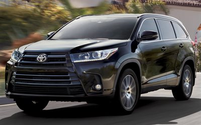 Toyota Highlander, street, Bilar 2018, road, new Highlander, Toyota
