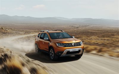 Renault Duster, 2018, front view, exterior, SUV, new bronze Duster, French cars, 4k, Renault