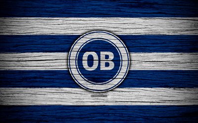 Odense, 4k, futbol, Danimarka Superliga, Danimarka, Odense FC, yaratıcı, logo, Odense BK, ahşap doku, Futbol Kul&#252;b&#252;, FC Odense