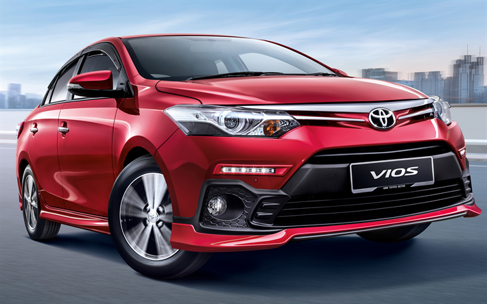 Toyota Vios, Bilar 2018, subcompact sedan, nya Vios, japanska bilar, red Vios, Toyota