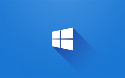 Windows 10, 4k, blue background, minimal, Windows logo, Microsoft
