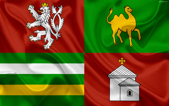Flag of the Pilsen Region, silk flag, 4k, official symbols, flags of administrative units, Czech Republic, Plzeский Region