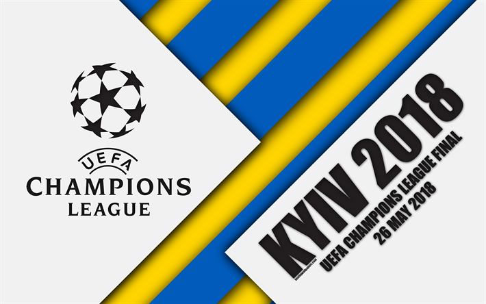 2018 die uefa champions-league-finale, kiew 2018, nsk olimpiyskyi stadion, 26 mai 2018, 4k -, promo -, material-design, champions league, fu&#223;ball