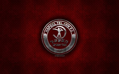 metal israeli tel aviv football emblem hapoel texture fc club logo red