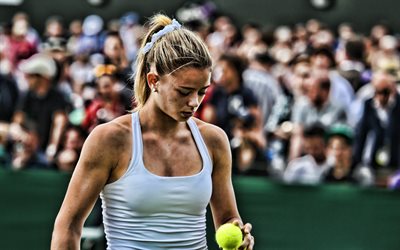 Camila Giorgi, 4k, italiano jugadores de tenis, WTA, en el partido de la atleta, de Giorgi, pista de tenis, HDR, los jugadores de tenis