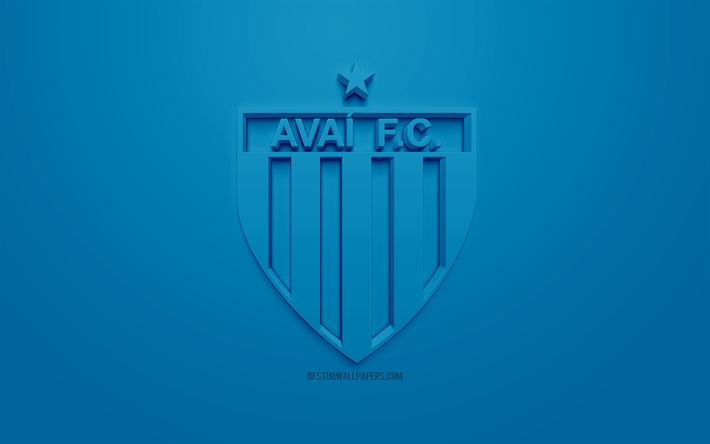 Avai FC, creative 3D logo, blue background, 3d emblem, Brazilian football club, Serie A, Florianopolis, Brazil, 3d art, football, stylish 3d logo