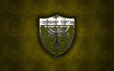 beitar jerusalem fc, israelischen fu&#223;ball-club, gelbe metall textur -, metall-logo, emblem, jerusalem, israel, israeli premier league, kunst, fu&#223;ball