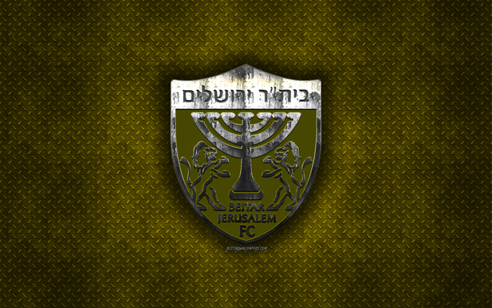 Beitar Jerusalem FC, Israeli football club, yellow metal texture, metal logo, emblem, Jerusalem, Israel, Israeli Premier League, creative art, football