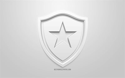 Botafogo, creative 3D logo, white background, 3d emblem, Brazilian football club, Serie A, Rio de Janeiro, Brazil, 3d art, football, stylish 3d logo
