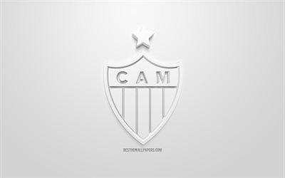 Atletico Mineiro, kreativa 3D-logotyp, vit bakgrund, 3d-emblem, Brasiliansk fotboll club, Serie A, Belo Horizonte, Brasilien, 3d-konst, fotboll, snygg 3d-logo, Clube Atletico Mineiro