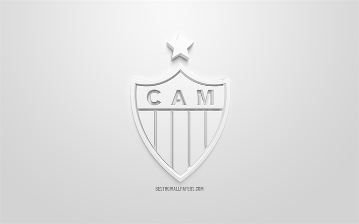 Atletico Mineiro, luova 3D logo, valkoinen tausta, 3d-tunnus, Brasilialainen jalkapalloseura, Serie, Belo Horizonte, Brasilia, 3d art, jalkapallo, tyylik&#228;s 3d logo, Clube Atletico Mineiro