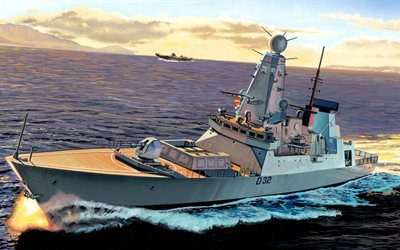 El HMS Daring, D32, la Audacia, de clase, de defensa a&#233;rea destructor, el buque de guerra Brit&#225;nico, Royal Navi, reino unido