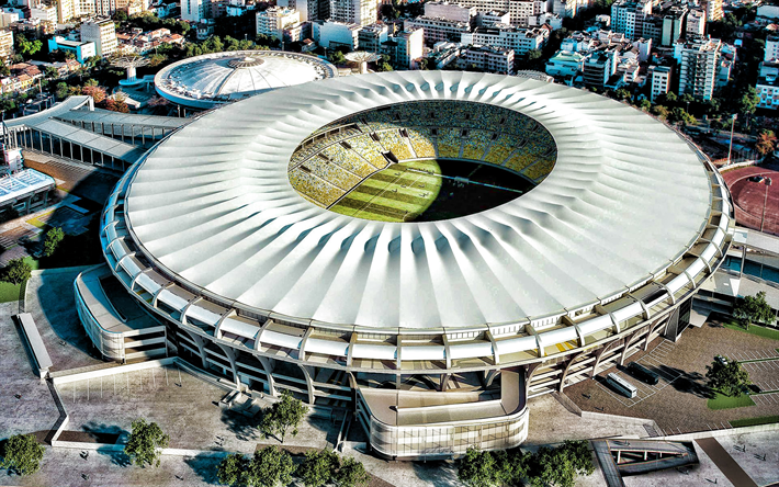 Maracana, close-up, aerial view, Estadio Jornalista Mario Filho, HDR, soccer, football stadium, Fluminense stadium, Flamengo stadium, Brazil, brazilian stadiums, Rio de Janeiro