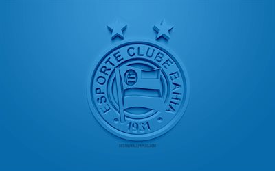 EC Bahia, créatrice du logo 3D, fond bleu, 3d emblème, le Brésilien du club de football, Serie A, Salvador, Brésil, art 3d, le football, l'élégant logo 3d, Esporte Clube Bahia