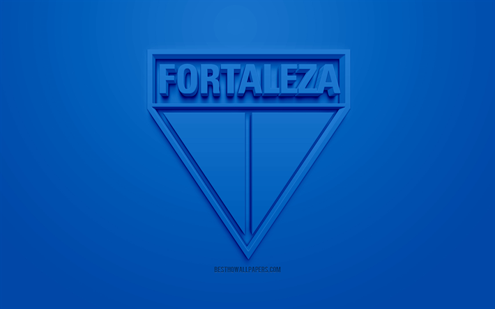 Fortaleza Esporte Clube, Fortaleza FC, creative 3D logo, blue background, 3d emblem, Brazilian football club, Serie A, Fortaleza, Brazil, 3d art, football, stylish 3d logo, Fortaleza EC