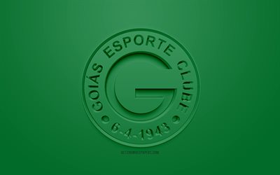 Goias EG, kreativa 3D-logotyp, gr&#246;n bakgrund, 3d-emblem, Brasiliansk fotboll club, Serie A, Goiania, Brasilien, 3d-konst, fotboll, snygg 3d-logo, Goias Esporte Clube