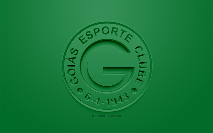 Goias EC, creative 3D logo, green background, 3d emblem, Brazilian football club, Serie A, Goiania, Brazil, 3d art, football, stylish 3d logo, Goias Esporte Clube