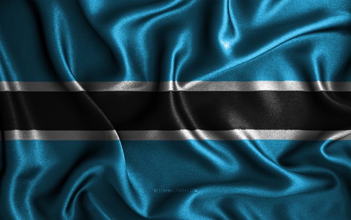 Botswana flag, 4k, silk wavy flags, African countries, national symbols, Flag of Botswana, fabric flags, 3D art, Botswana, Africa, Botswana 3D flag