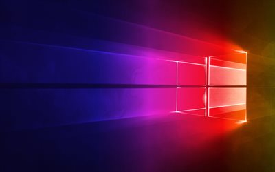 Windows 10: n abstrakti logo, 4K, v&#228;rikk&#228;&#228;t taustat, k&#228;ytt&#246;j&#228;rjestelm&#228;, Windows 10-logo, luova, Windows 10: n v&#228;rik&#228;s logo, Windows 10