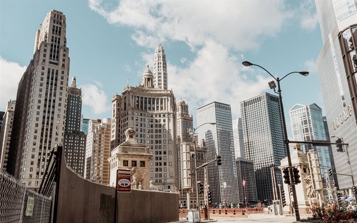 Chicago, pilvenpiirt&#228;j&#228;t, modernit rakennukset, Chicagon kaupunkikuva, Illinois, USA