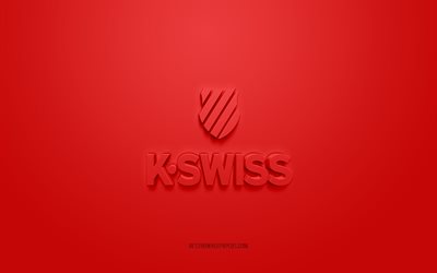 Logo K-Swiss, fond rouge, logo 3D K-Swiss, art 3D, K-Swiss, logo de marques, logo K-Swiss, logo 3D rouge K-Swiss