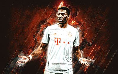 David Alaba, FC Bayern Munich, footballeur autrichien, portrait, fond de pierre rouge, Bundesliga, Allemagne, football