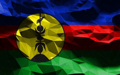 4k, New Caledonian flag, low poly art, Oceanian countries, national symbols, Flag of New Caledonia, 3D flags, New Caledonia flag, New Caledonia, Oceania, New Caledonia 3D flag