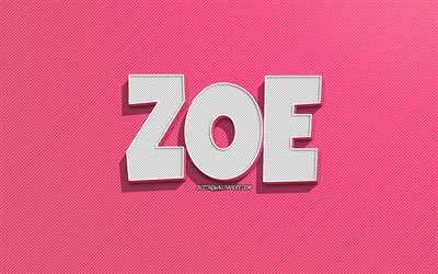 Zoe, pembe çizgiler arka plan, isimli duvar kağıtları, Zoe adı, kadın isimleri, Zoe tebrik kartı, çizgi sanatı, Zoe isimli resim
