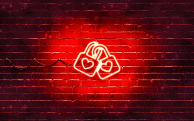 Love couple neon icon, 4k, red background, neon symbols, Love couple, neon icons, Love couple sign, food signs, Love couple icon, food icons