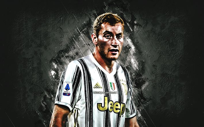 Dejan Kulusevski, Juventus FC, Swedish footballer, midfielder, gray stone background, Italy, football