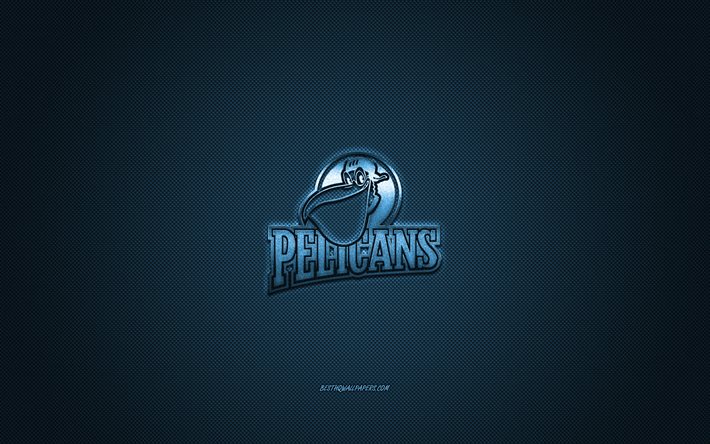 lahti pelicans, finnischer hockeyclub, liiga, blaues logo, blauer kohlefaserhintergrund, eishockey, lahti, finnland, lahti pelicans-logo