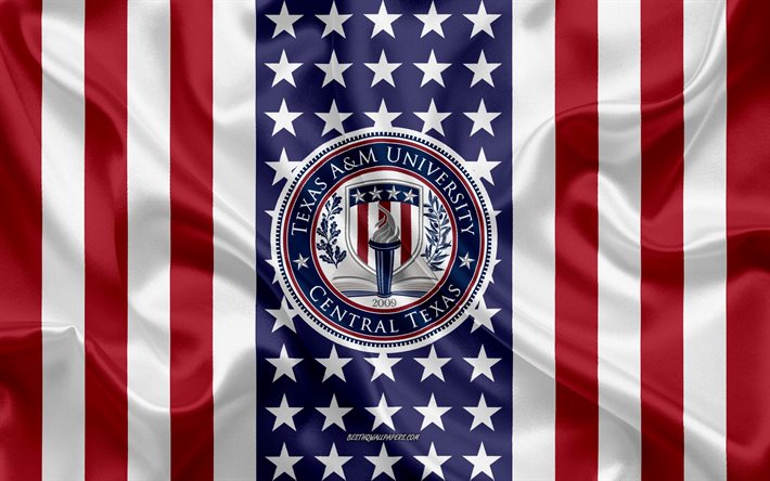 Texas AM University-Central Texas Emblema, Bandeira americana, Texas AM University-Central Texas logo, Killeen, Texas, EUA, Texas AM University-Central Texas