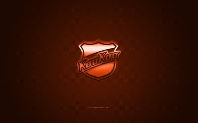 KooKoo, clube de h&#243;quei finland&#234;s, Liiga, logotipo laranja, fundo laranja de fibra de carbono, h&#243;quei no gelo, Kouvola, Finl&#226;ndia, logotipo KooKoo