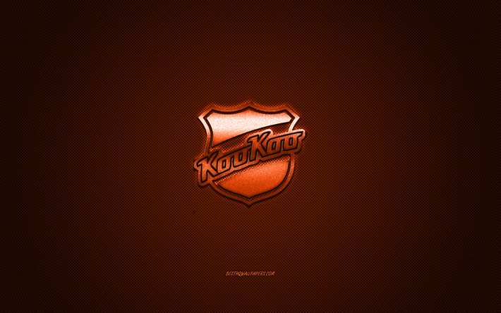 KooKoo, Fin hokey kul&#252;b&#252;, Liiga, turuncu logo, turuncu karbon fiber arka plan, buz hokeyi, Kouvola, Finlandiya, KooKoo logosu