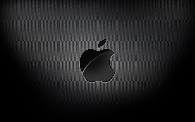 4k, アップルブラックのロゴ, 黒のグリッドの背景, ブランド, Appleロゴ, グランジアート, Apple（アップル）