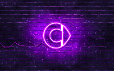 スマートバイオレットロゴ, 4k, 紫のレンガの壁, スマートロゴ, 車のブランド, スマートネオンロゴ, スマート