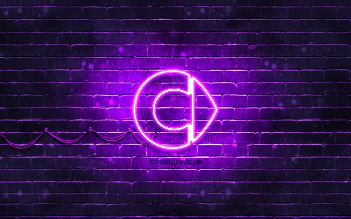Smart violet logo, 4k, violet brickwall, Smart logo, cars brands, Smart neon logo, Smart