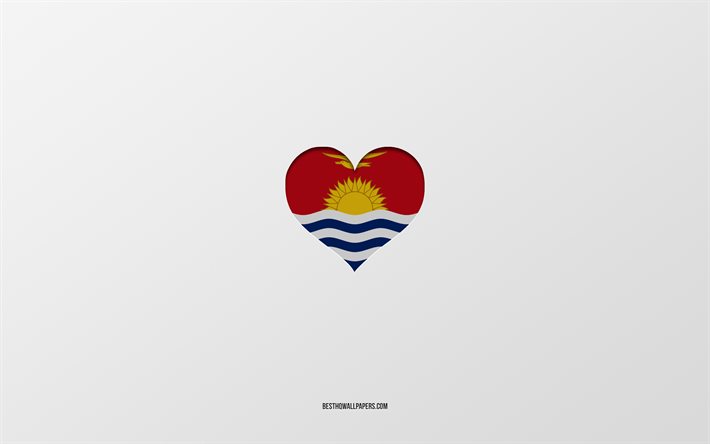 J&#39;aime Kiribati, pays d&#39;Afrique, Kiribati, fond gris, coeur de drapeau Kiribati, pays pr&#233;f&#233;r&#233;, amour Kiribati