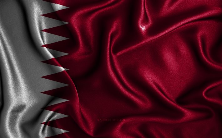 Download wallpapers Qatari flag, 4k, silk wavy flags, Asian countries,  national symbols, Flag of Qatar, fabric flags, Qatar flag, 3D art, Qatar,  Asia, Qatar 3D flag for desktop free. Pictures for desktop