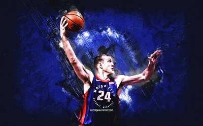 Mason Plumlee, Detroit Pistons, NBA, amerikkalainen koripalloilija, sininen kivi tausta, USA, koripallo