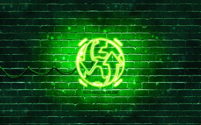 Earth Moving neon icon, 4k, green background, neon symbols, Earth Moving, creative, neon icons, Earth Moving sign, ecology signs, Earth Moving icon, ecology icons