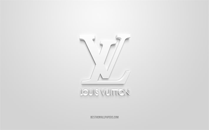 Louis Vuitton logo, white background, Louis Vuitton 3d logo, 3d art, Louis Vuitton, brands logo, white 3d Louis Vuitton logo
